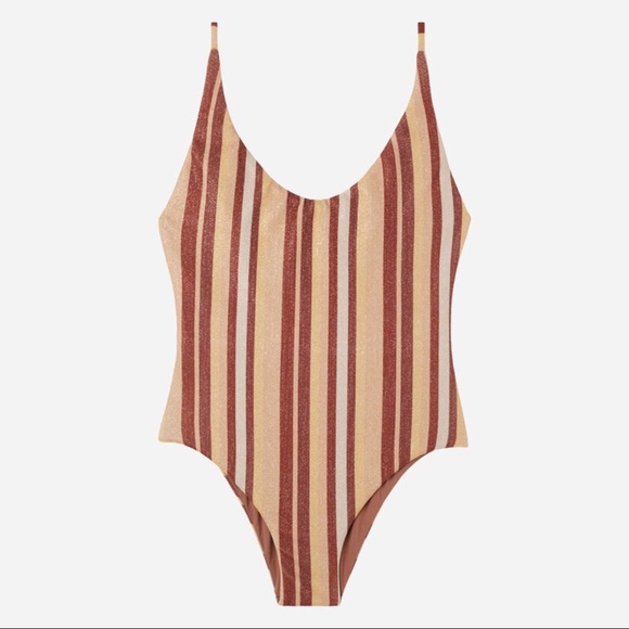 NEW Calzedonia Bikini Set Brown Sheer Striped - Picture 3 of 7